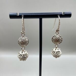 Sarda Bali Style Floral Scroll Ball Dangle Earrings
